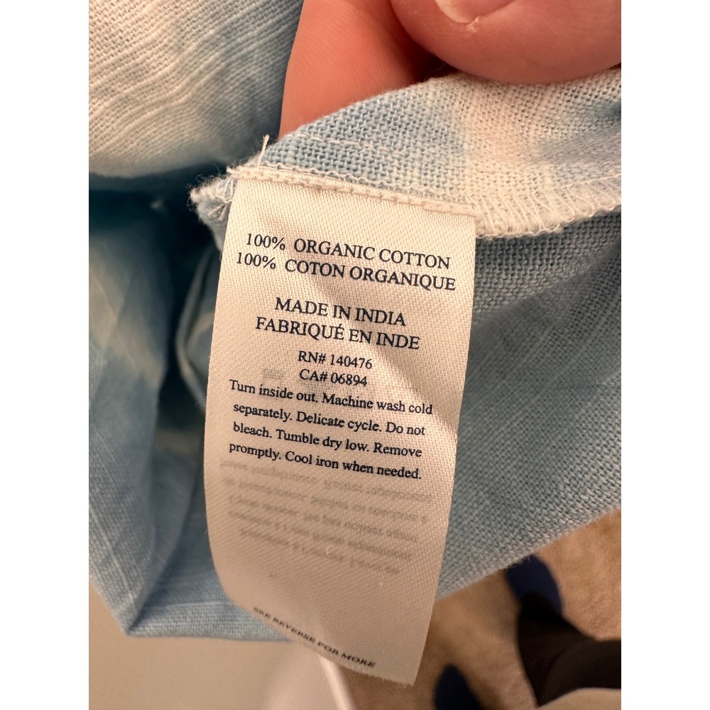 Faherty Vida Tie Dye Dress Faded Blue Organic Cotton Tiered Bell Sleeve - Picture 6 of 6